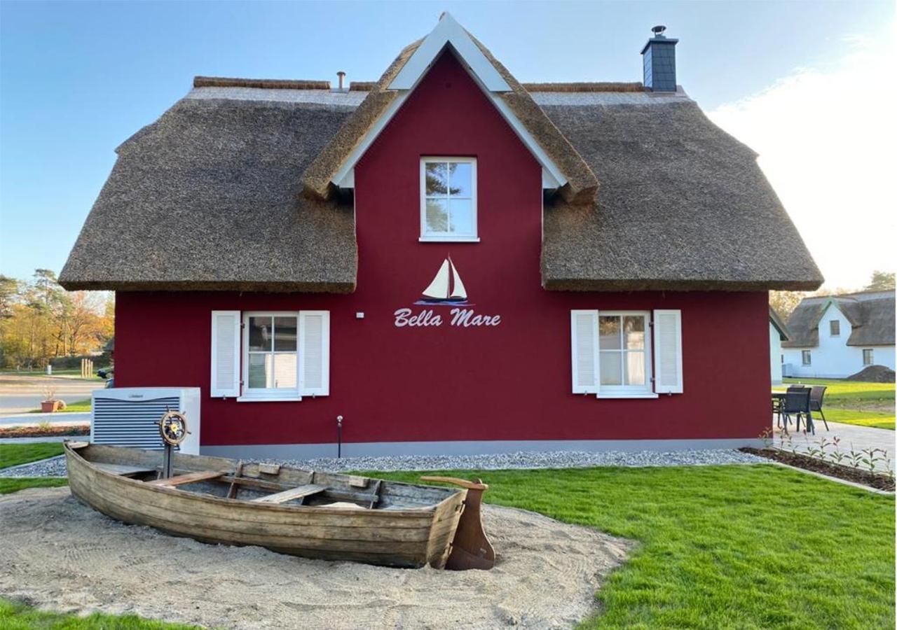 Modernes Reetdach-Ostseeferienhaus Bella Mare, Insel Usedom Mit Sauna, Kamin & Sonnenterrasse Zirchow エクステリア 写真